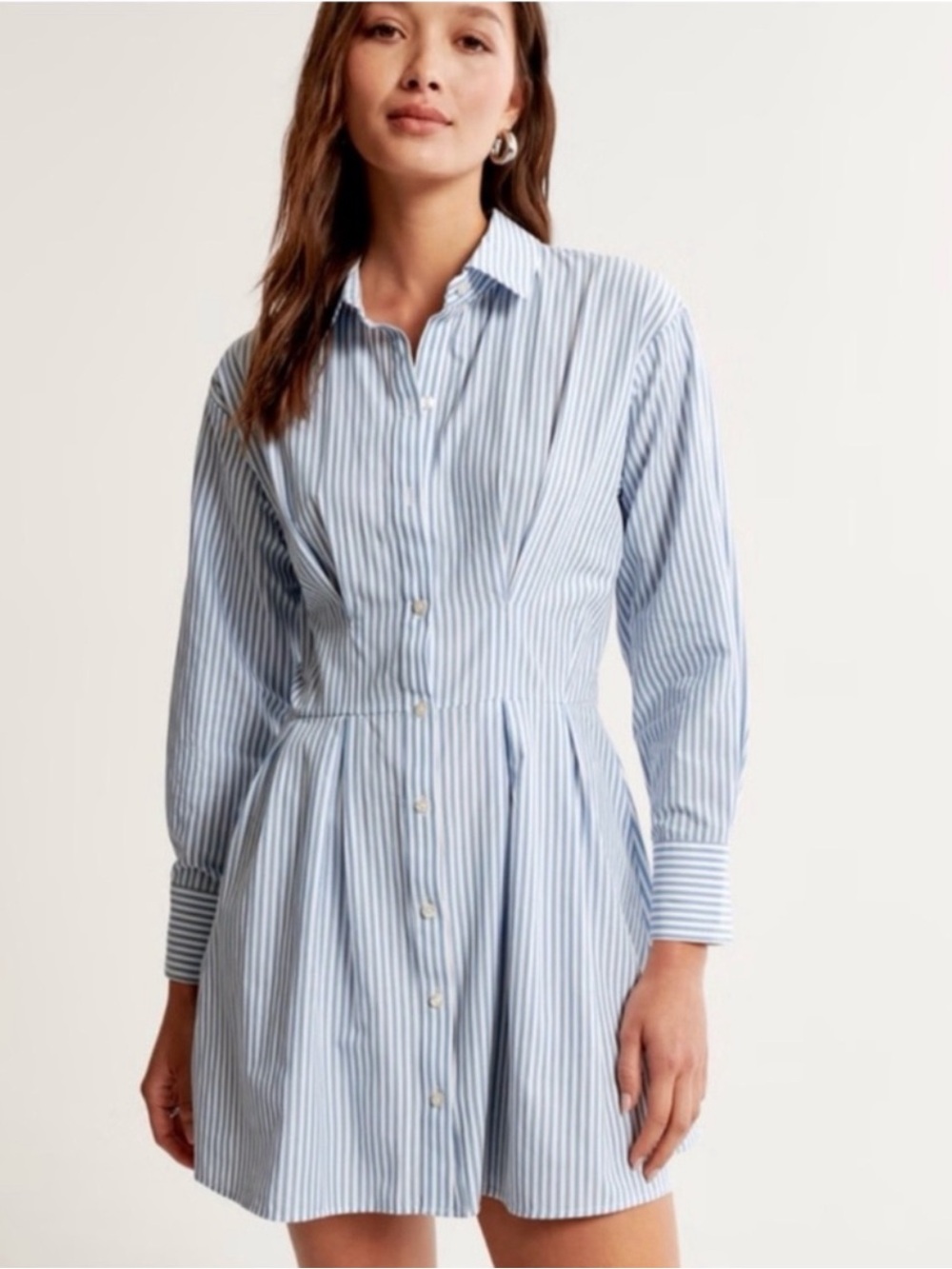 Abercrombie & Fitch Blue and White Striped Mini Shirt Dress